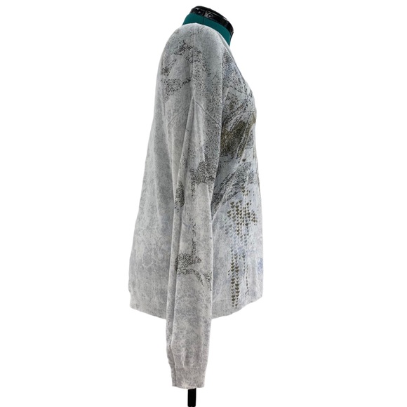 sandwich White and Grey Lightweight Patterned Long Sleeve Sweater, XL - Picture 10 of 16